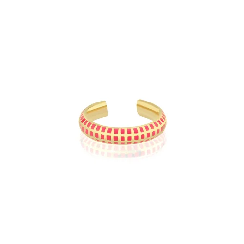 Pacal - 14k Gold Plated Sterling Silver Pink Enamel Ear Cuff
