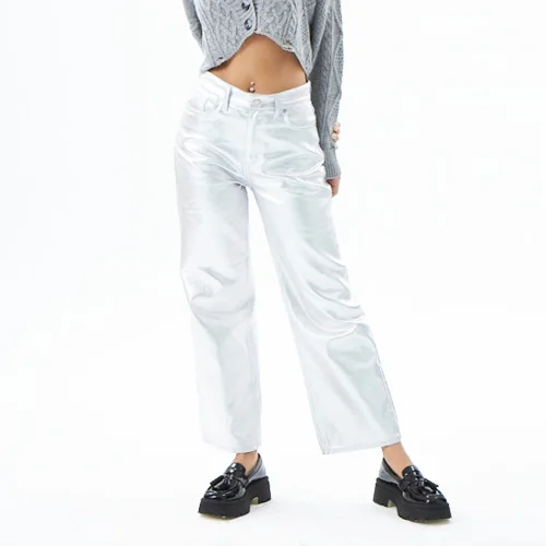 Evoq Nine - Metallic High Waist Trousers