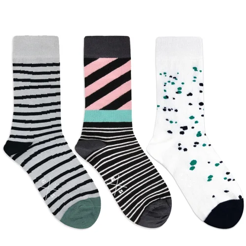 Six Times Five - Wavy Stripes + Stripy + Splash Unisex 3pack Socks