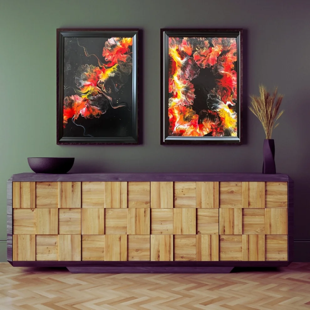 Pourbias - Marigold Acrylic Canvas Set Of 2