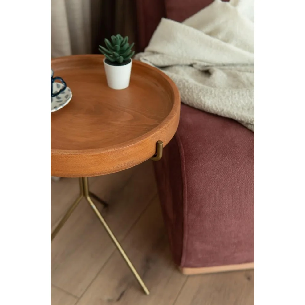 Mars Fabrika - Coffee Table Set With Metal Legs And Wooden Plate