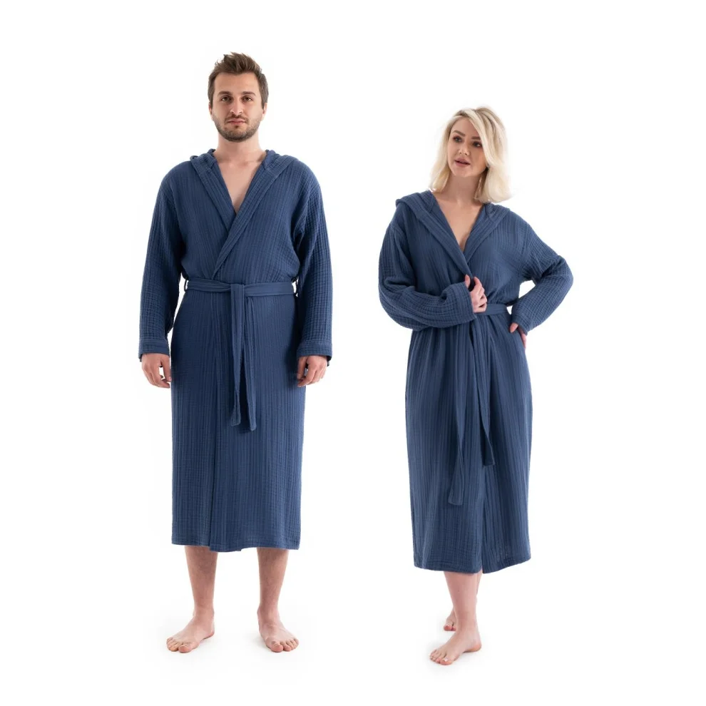 Denizli Concept - Unisex Hooded 4 Layer Muslin Bathrobe