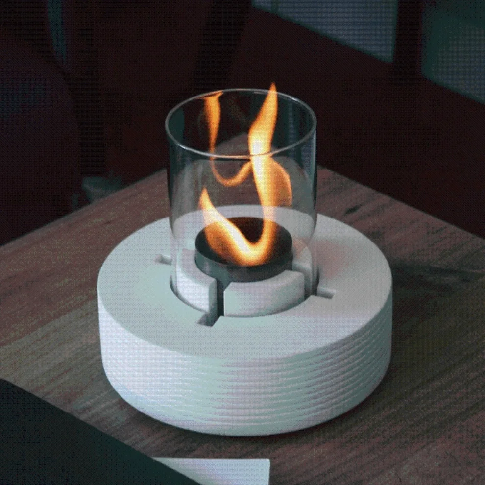 Tabart - Pure-fire V.3 Flueless Concrete Desktop Fireplace + 1lt Bioethanol Fireplace Fuel