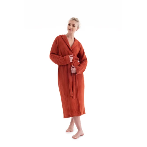 Denizli Concept - Unisex Hooded 4 Layer Muslin Bathrobe