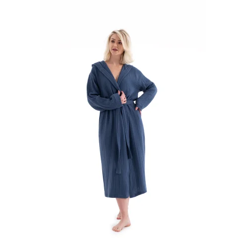 Denizli Concept - Unisex Hooded 4 Layer Muslin Bathrobe