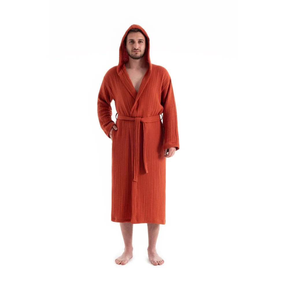 Denizli Concept - Unisex Hooded 4 Layer Muslin Bathrobe