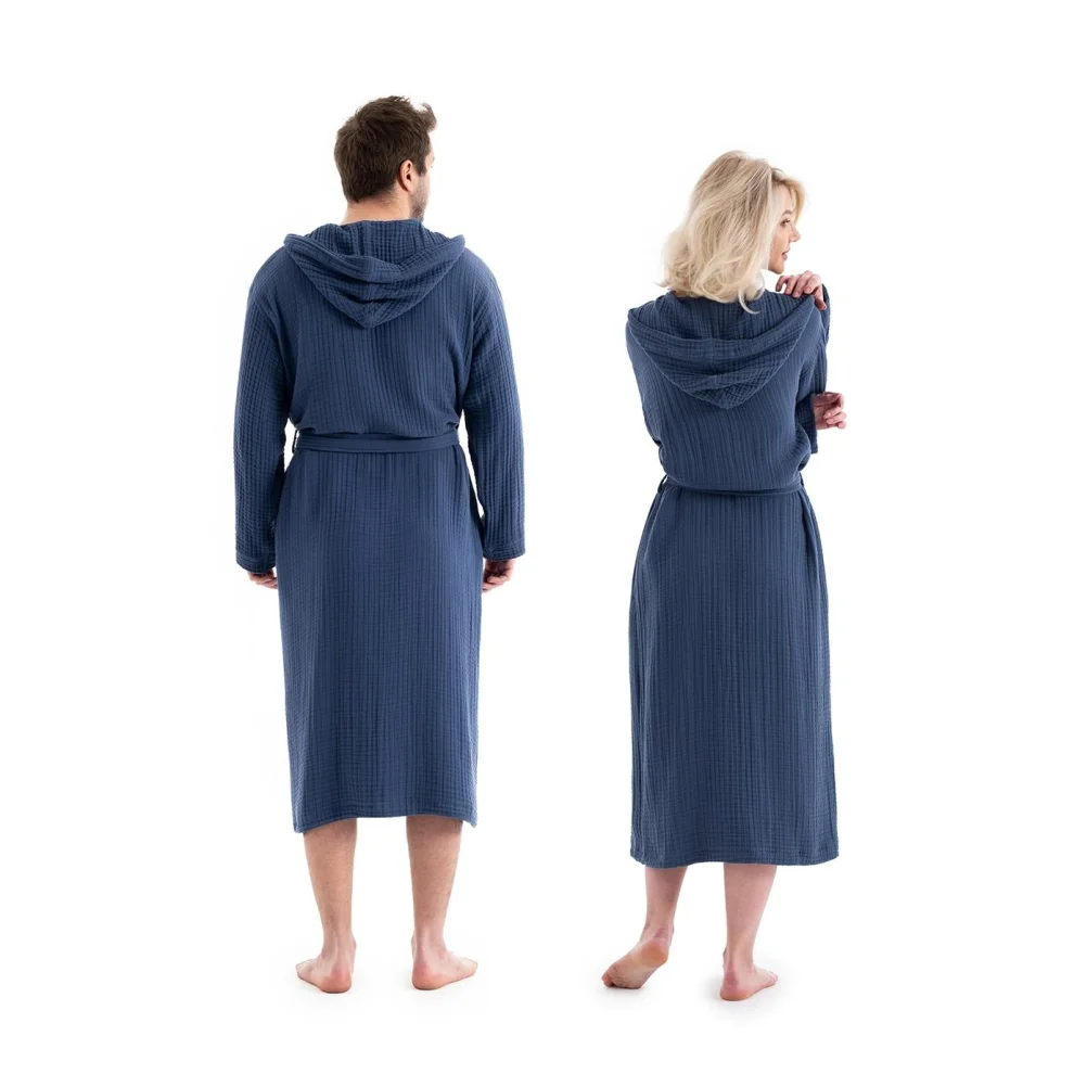 Denizli Concept - Unisex Hooded 4 Layer Muslin Bathrobe