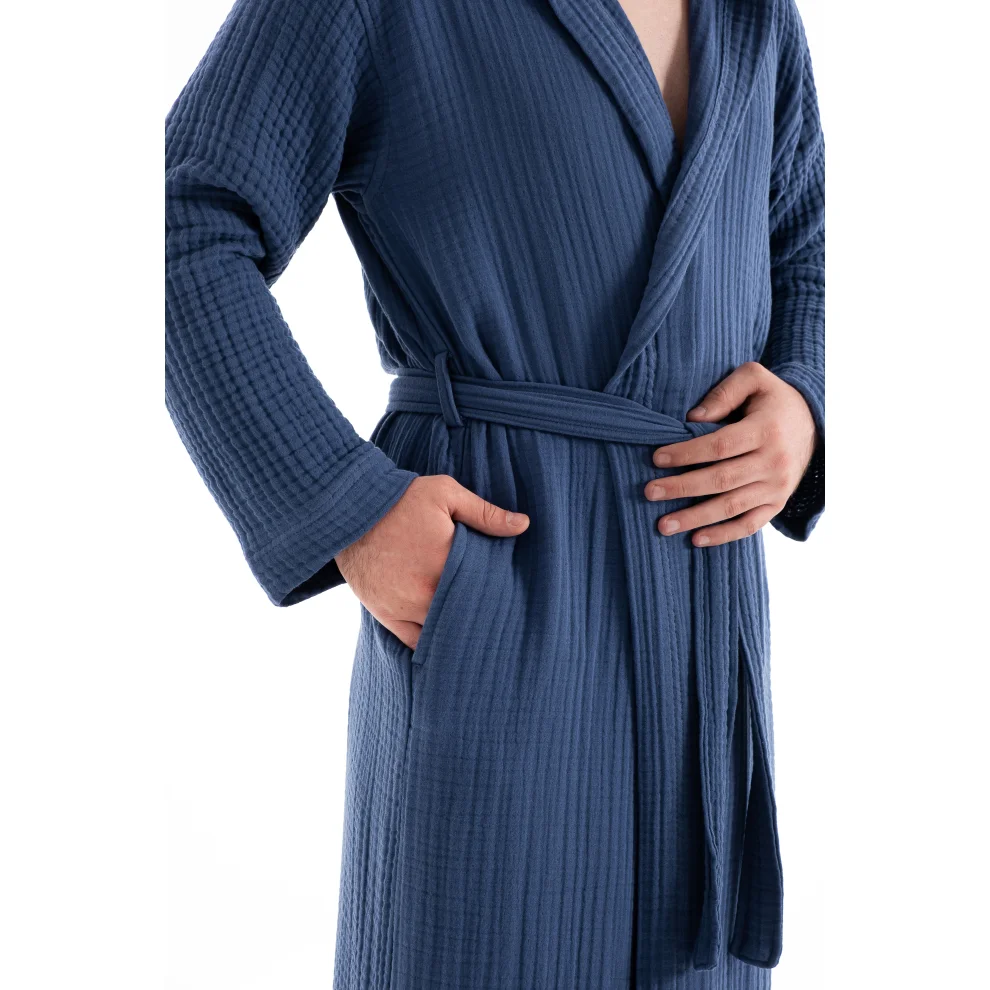 Denizli Concept - Unisex Hooded 4 Layer Muslin Bathrobe