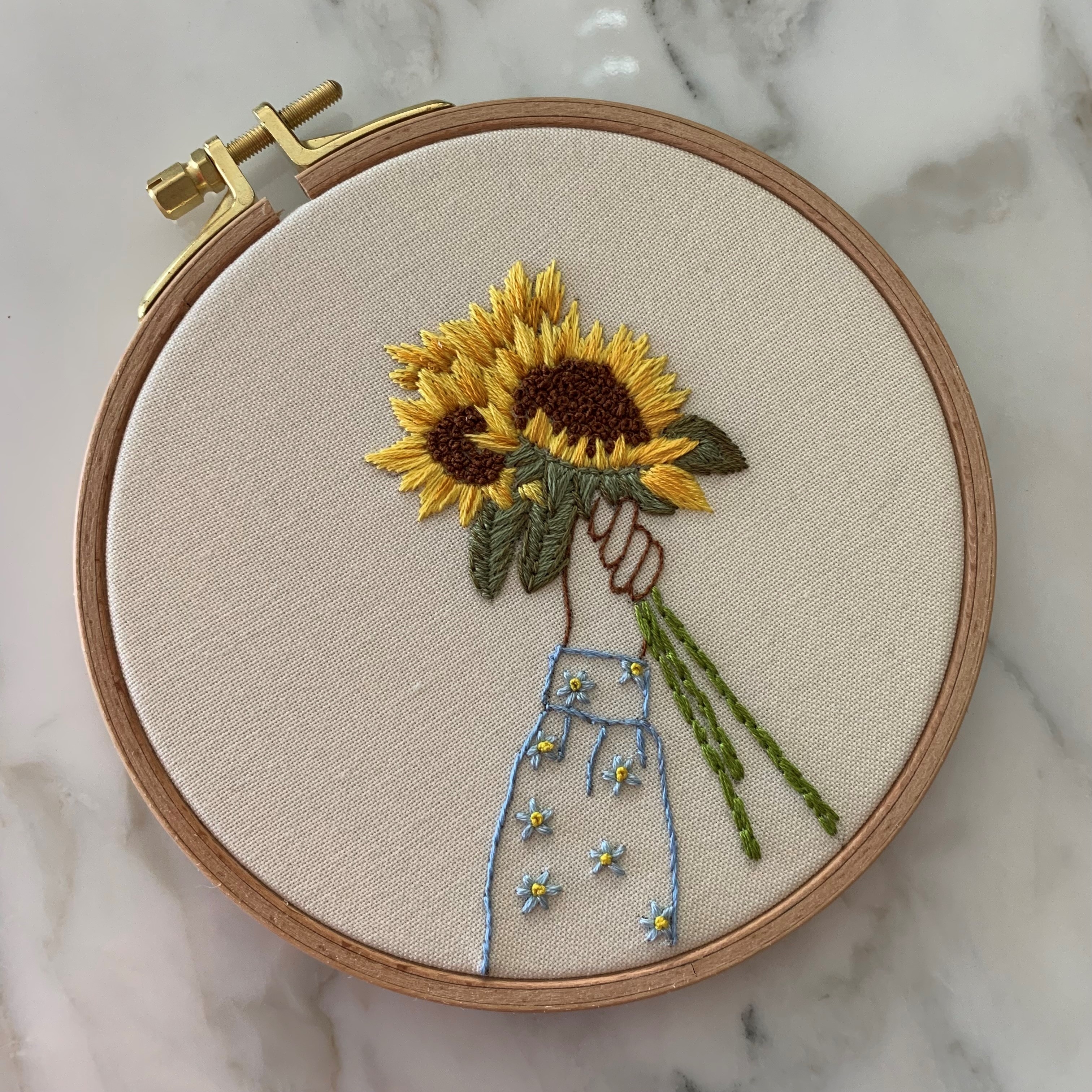 Sunflower Embroidery Hoop Art