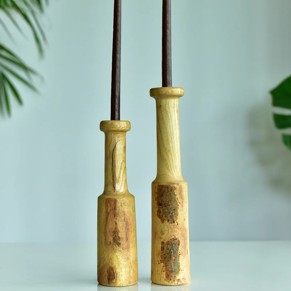Kabuk Woodworks - Cubic Candleholder Set Of 2