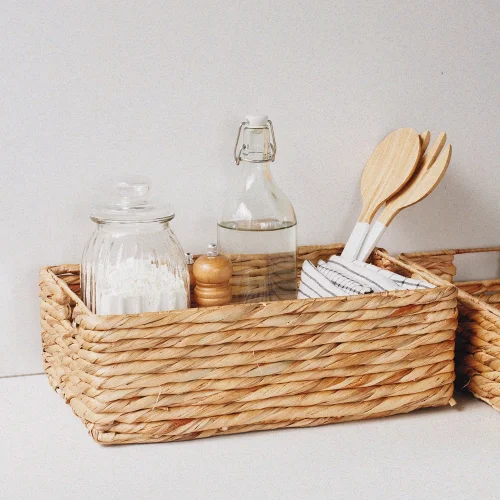 Beige - Wicker Mesh Organizer Basket