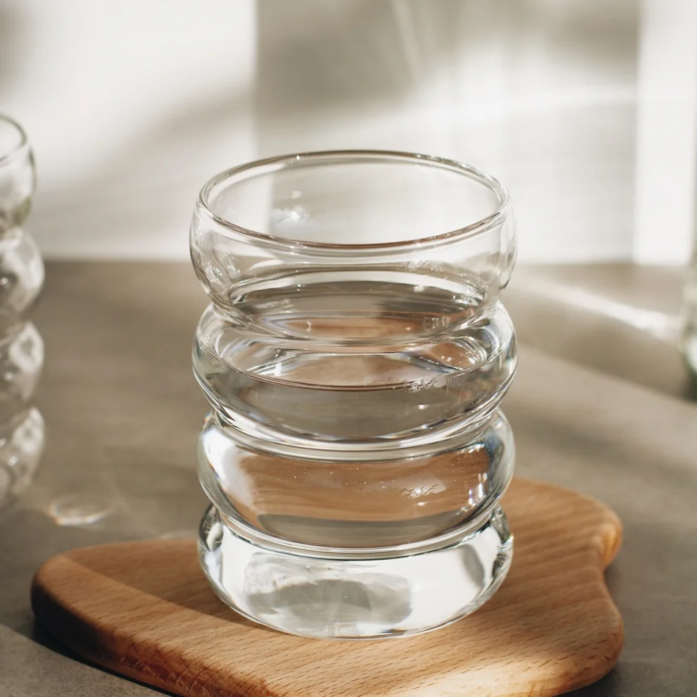 Beige - Bubble Borosilicate Glass Cup