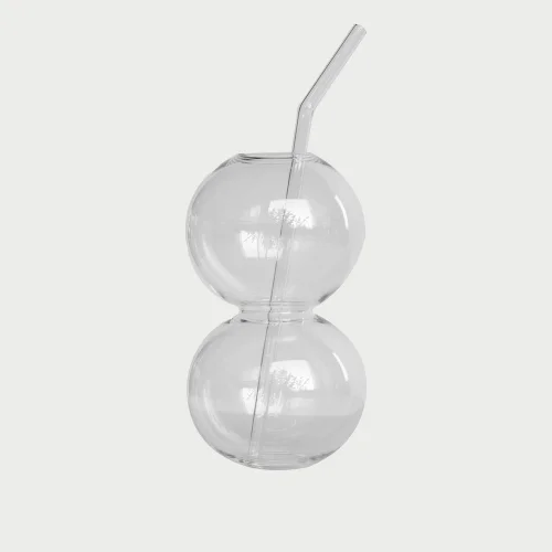 Beige - Bubble Straw Glass Cup