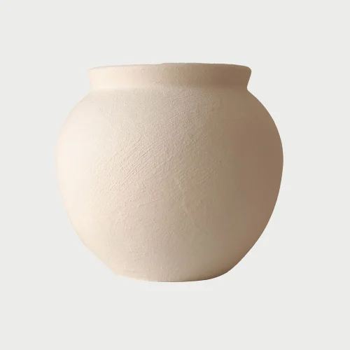 Beige - Textured Matte Decorative Ceramic Vase