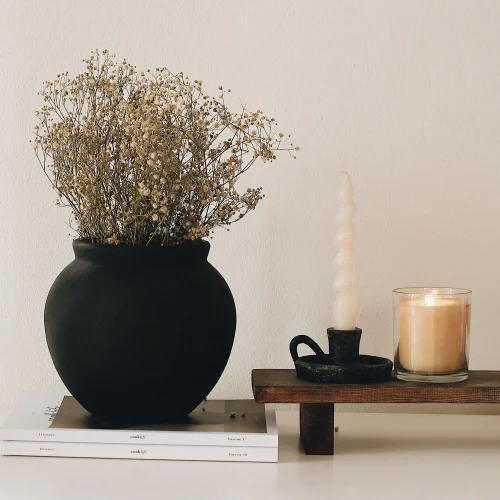 Beige - Textured Matte Decorative Ceramic Vase