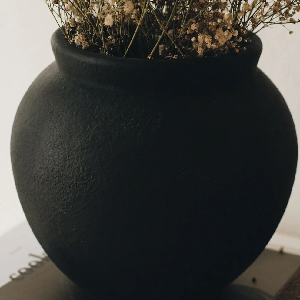 Beige - Textured Matte Decorative Ceramic Vase