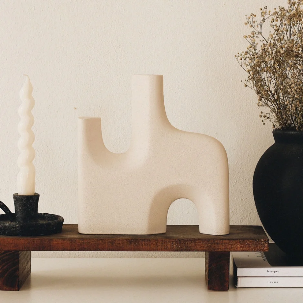 Beige - Form: Matte Textured Ceramic Decorative Object