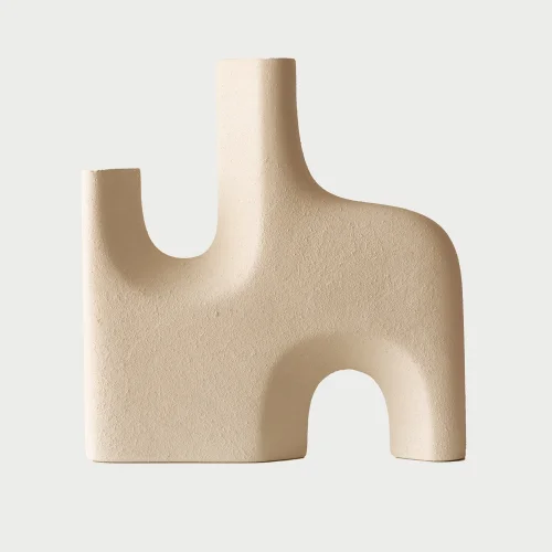 Beige - Form: Terracotta Matte Textured Ceramic Decorative Object