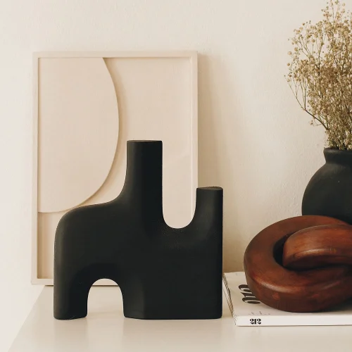 Beige - Form: Matte Textured Ceramic Decorative Object