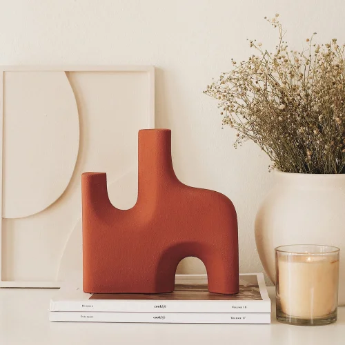 Beige - Form: Terracotta Matte Textured Ceramic Decorative Object