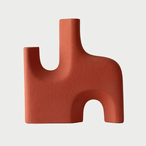Beige - Form Terracotta Mat Dokulu Seramik Dekoratif Obje