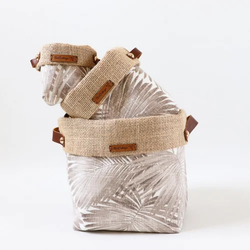 Bird Design - Palm Series 3-piece Fabric Organizer & Pot Cover Set