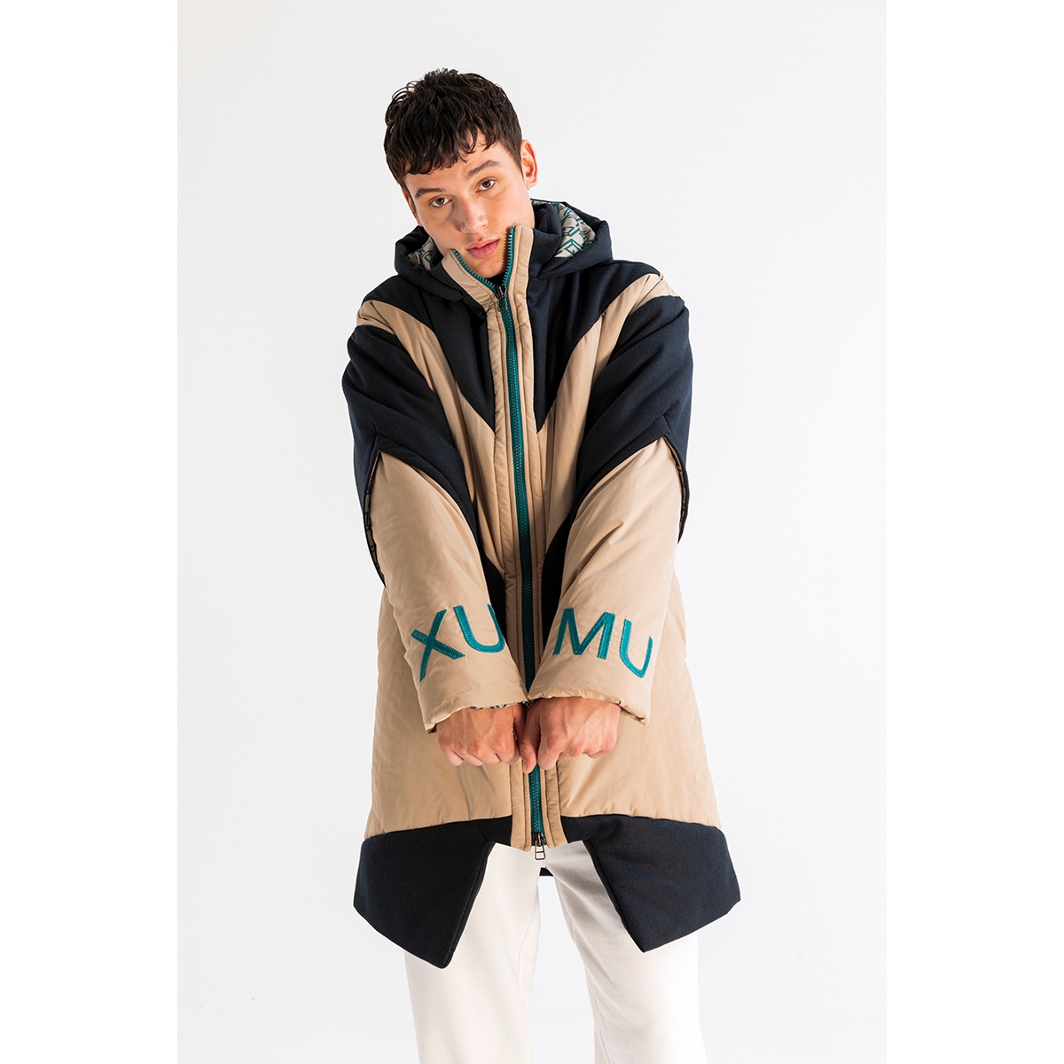 Diagonal Color Block Parka