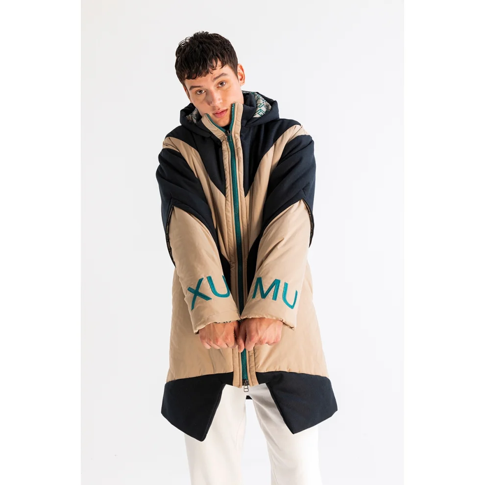 XUMU Diagonal Color Block Parka Multi S hipicon