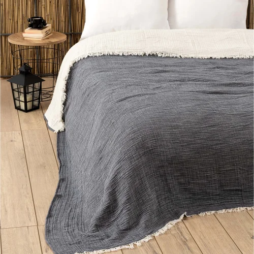 4 Layers Muslin Yarn Dyed Bedspread