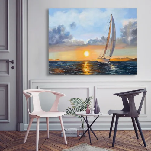 Home in Joy - Sea Sailing Landscape Handmade Oil Painting  94cmx75cm