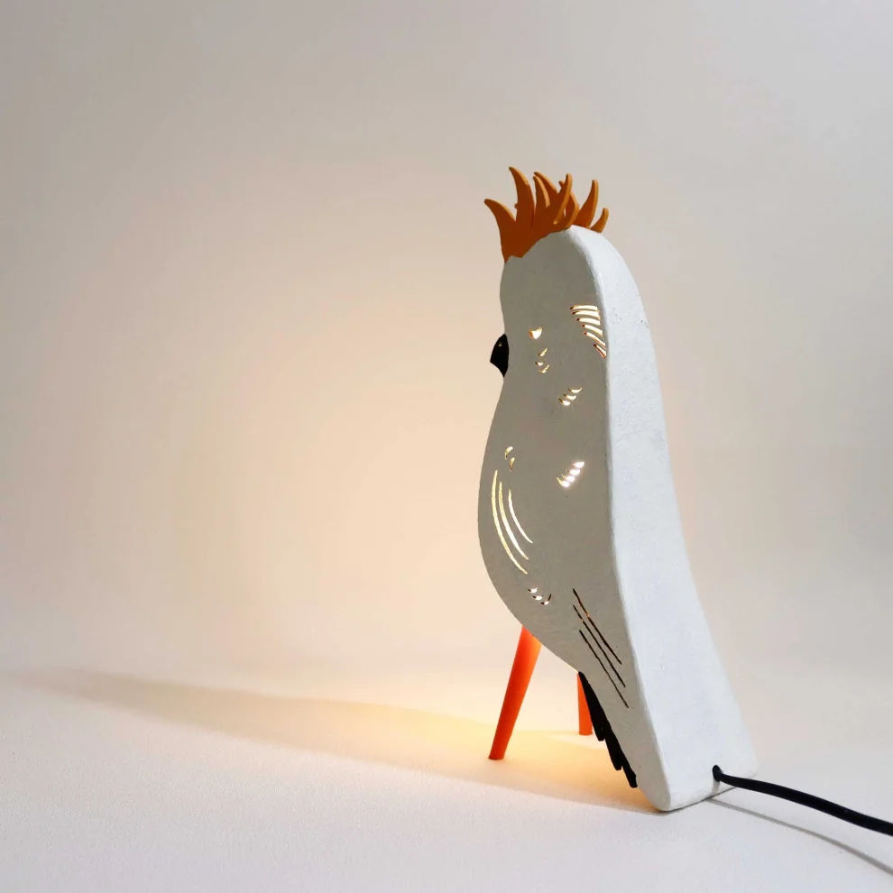 Puffin Cycle Design - Crested Cockatoo Lamp