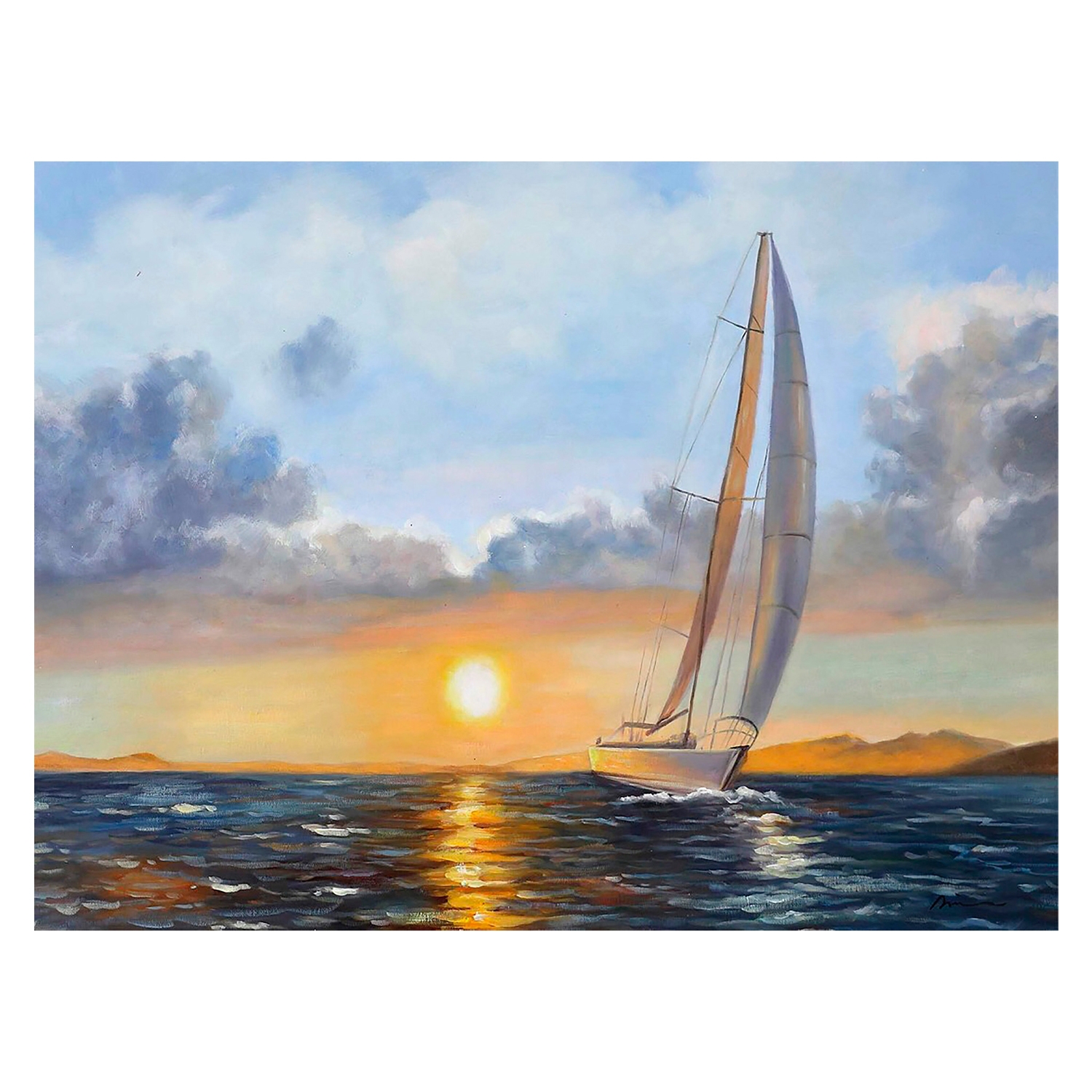 Sea Sailing Landscape Handmade Oil Painting  94cmx75cm