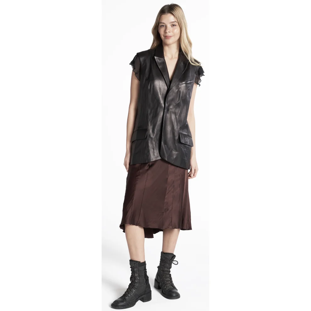 Fill In The Black - Ash Leather Sleeveless Vest