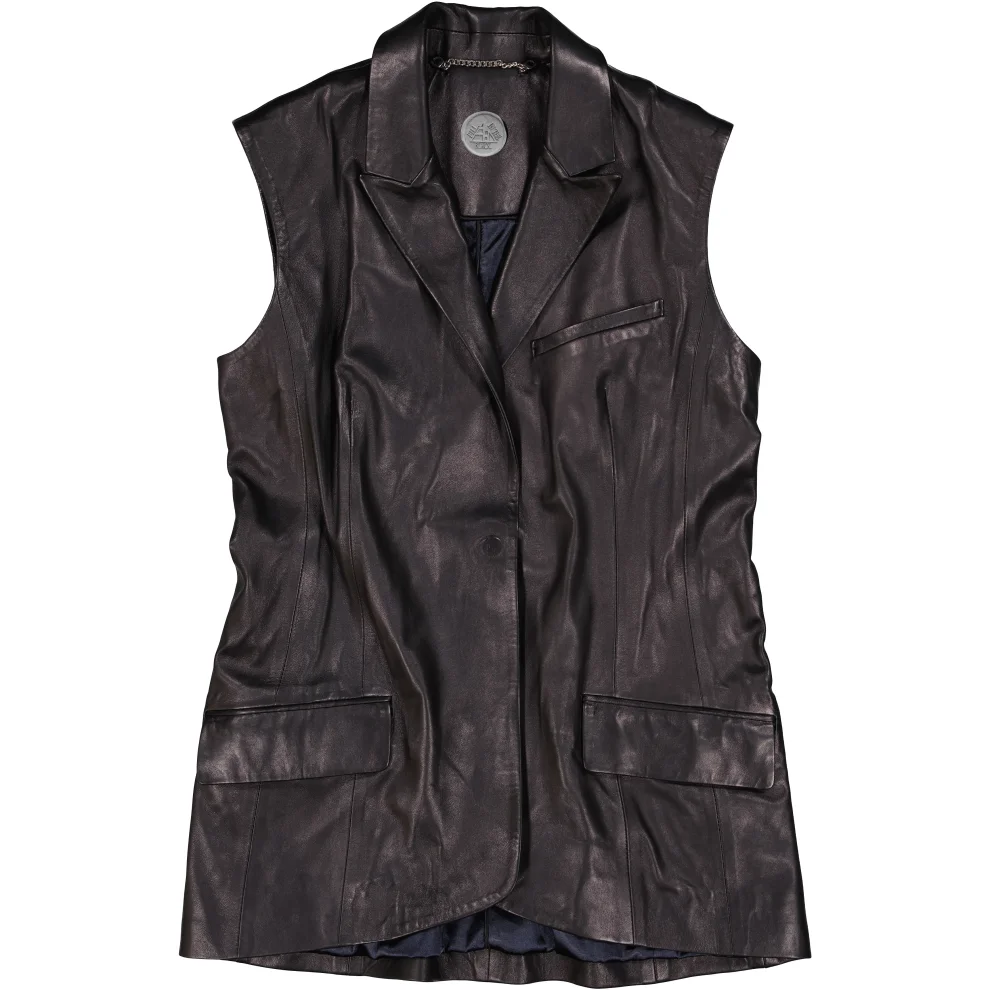 Fill In The Black - Ash Leather Sleeveless Vest