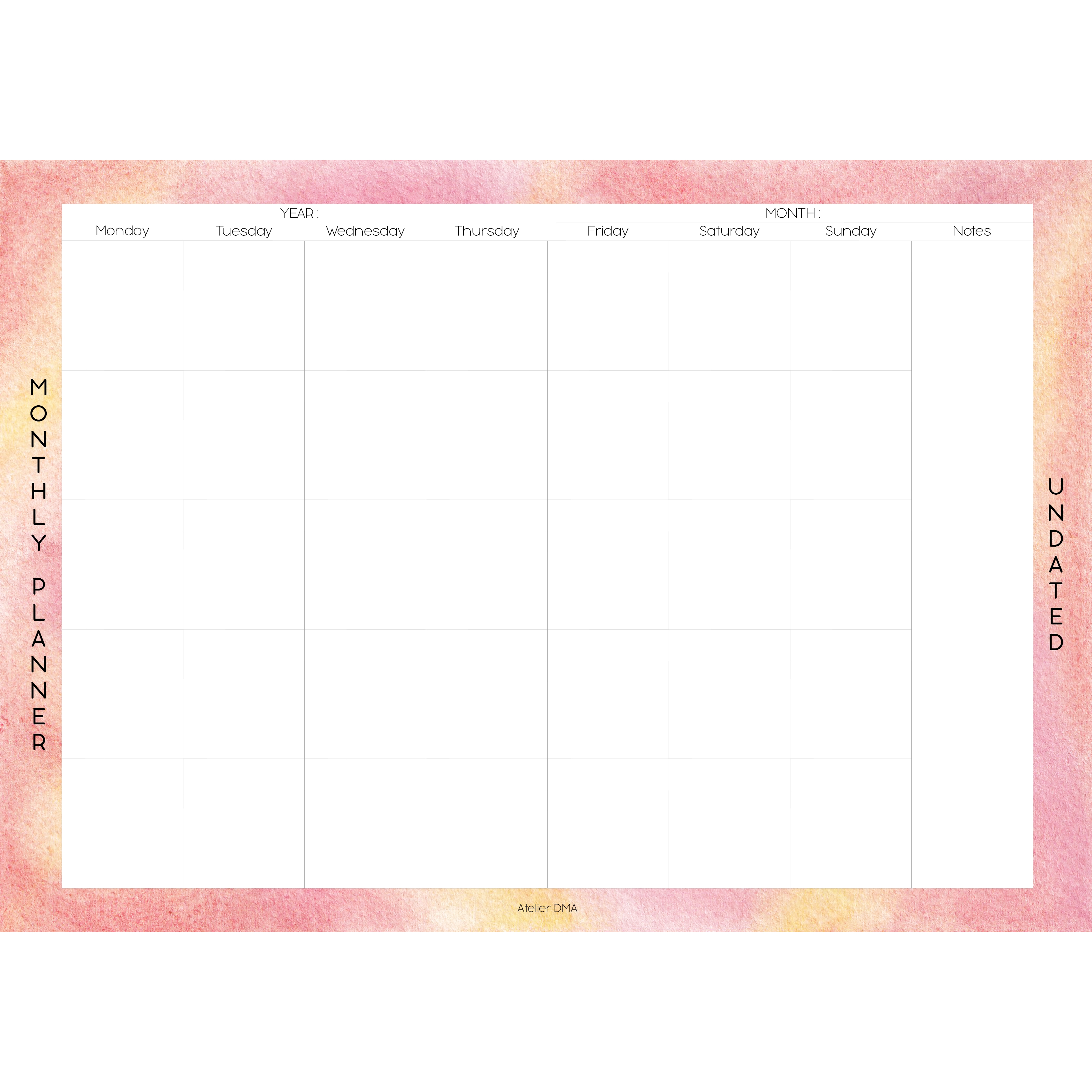 Sunset Monthly Planner