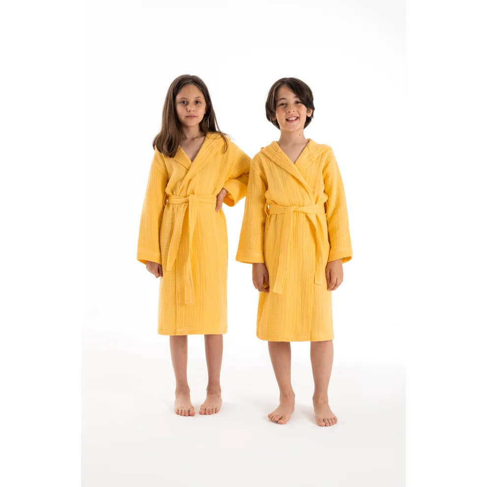 Denizli Concept - Hooded 4 Ply Muslin Child Bathrobe