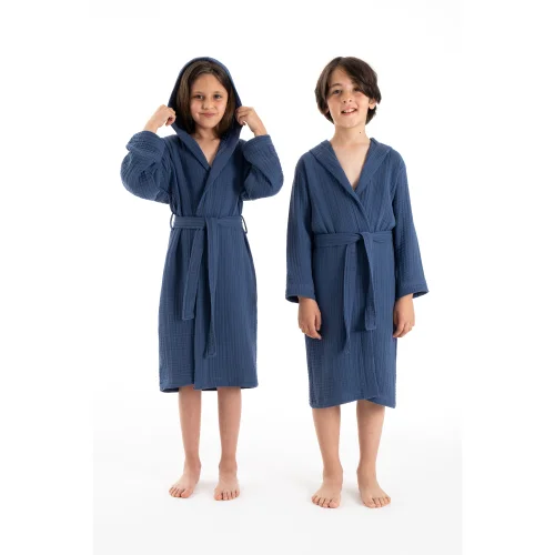 Denizli Concept - Hooded 4 Ply Muslin Child Bathrobe