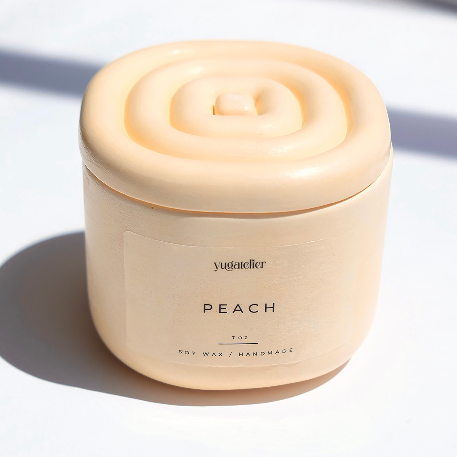 Peach Scented Concrete Jar Wood Wick Soy Candle