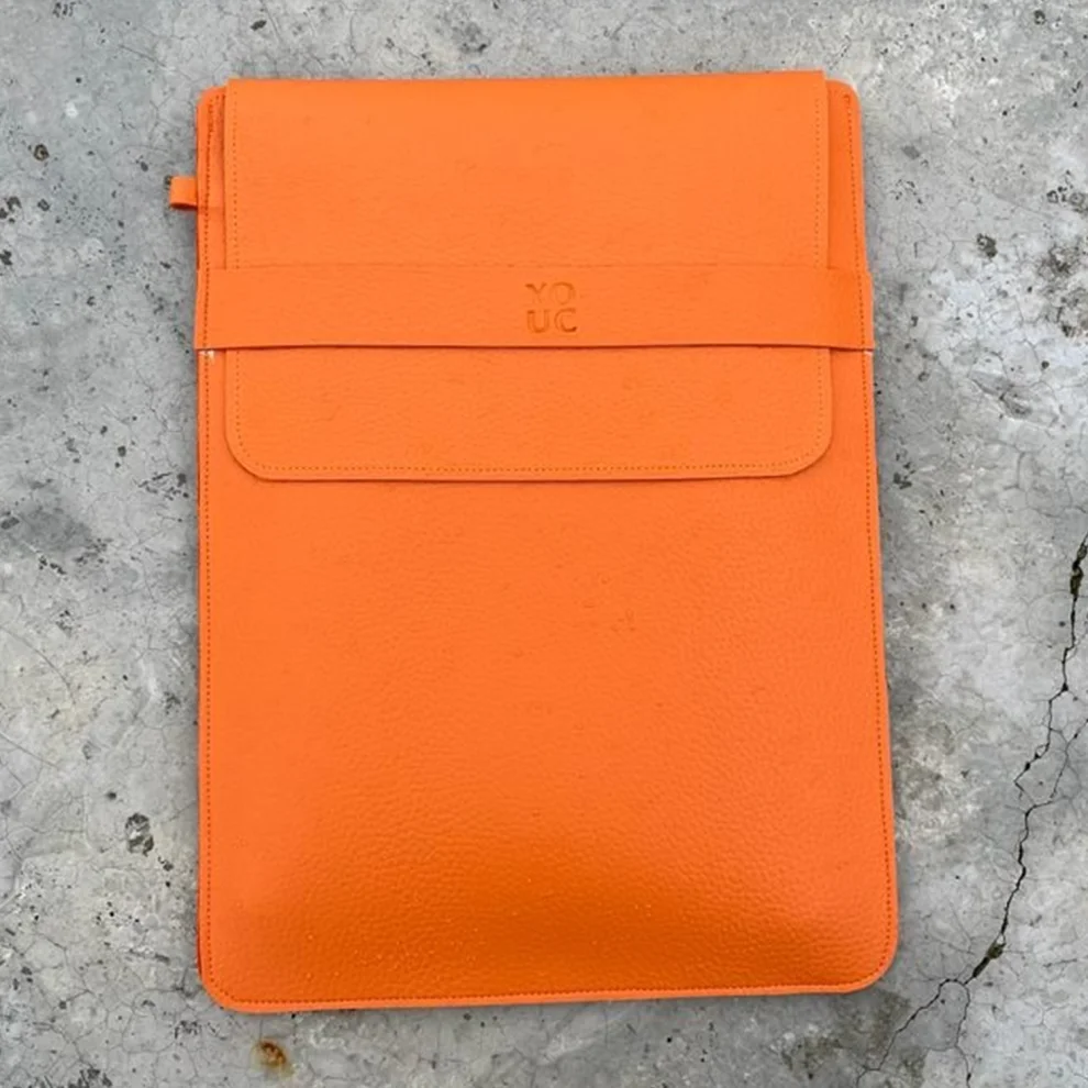 YOUC Orange Small Macbook Pro Air Waterproof Laptop Sleeve 13 14 15 Inch Notebook Vegan Faux Leather Bag M26 hipicon