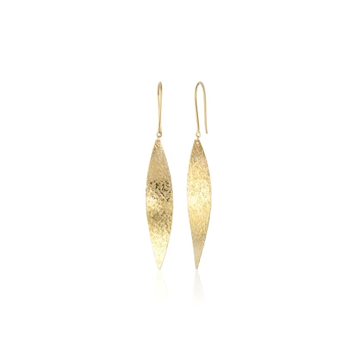 Orena Jewelry - 14 Ayar Altın Hook Hammered Kadın Küpe