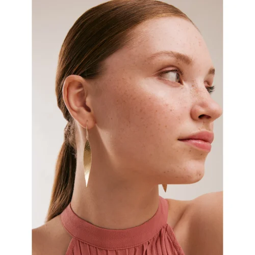 Orena Jewelry - 14k Solid Gold Hook Hammered Women's Earrings