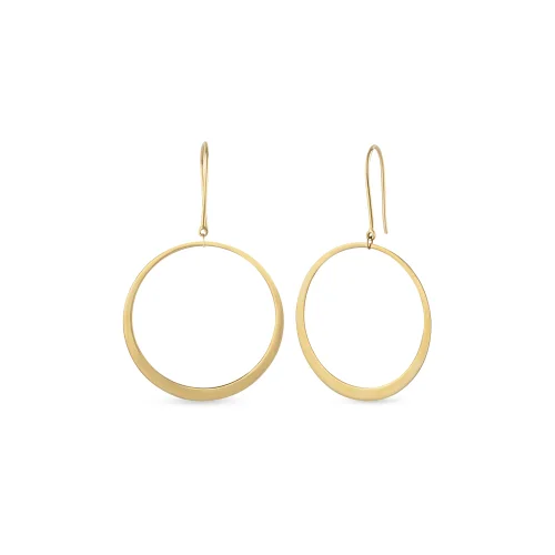Orena Jewelry - 14k Solid Gold Dangle Circle Women's Earrings