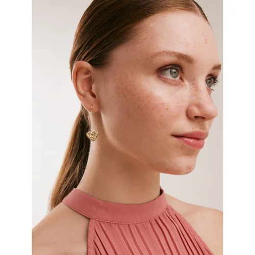 Orena Jewelry - 14k Solid Gold Dangle Heart Women's Earrings