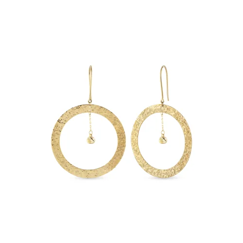 Orena Jewelry - 14k Solid Gold Circle Dangle Earrings