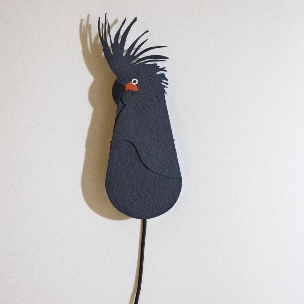 Puffin Cycle Design - Black Cockatoo Wall Light