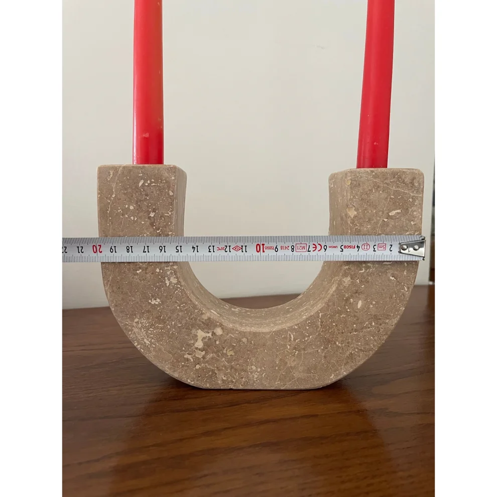 B My Stone - Travertine U Candle Holder