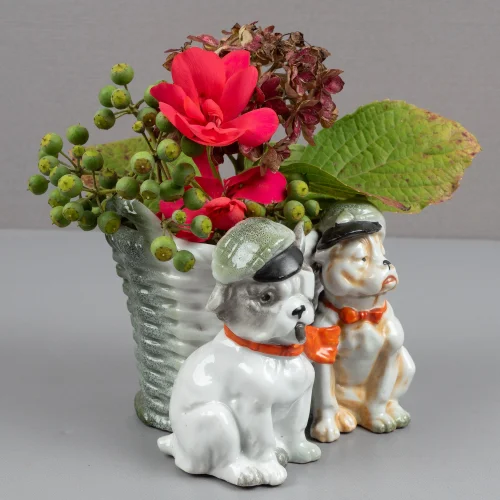 Gınni Dudu - Couple Bulldog Flower Pot-spoon Holder