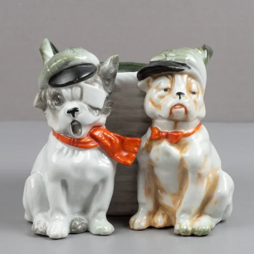 Gınni Dudu - Couple Bulldog Flower Pot-spoon Holder