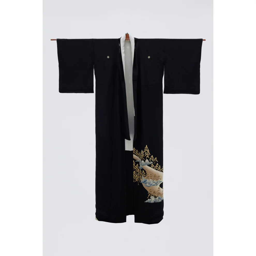 Matsuri - Ashoka Vintage İpek Kuro-tomesode Kimono
