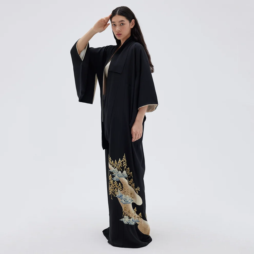 Matsuri - Ashoka Vintage Silk Kuro-tomesode Kimono